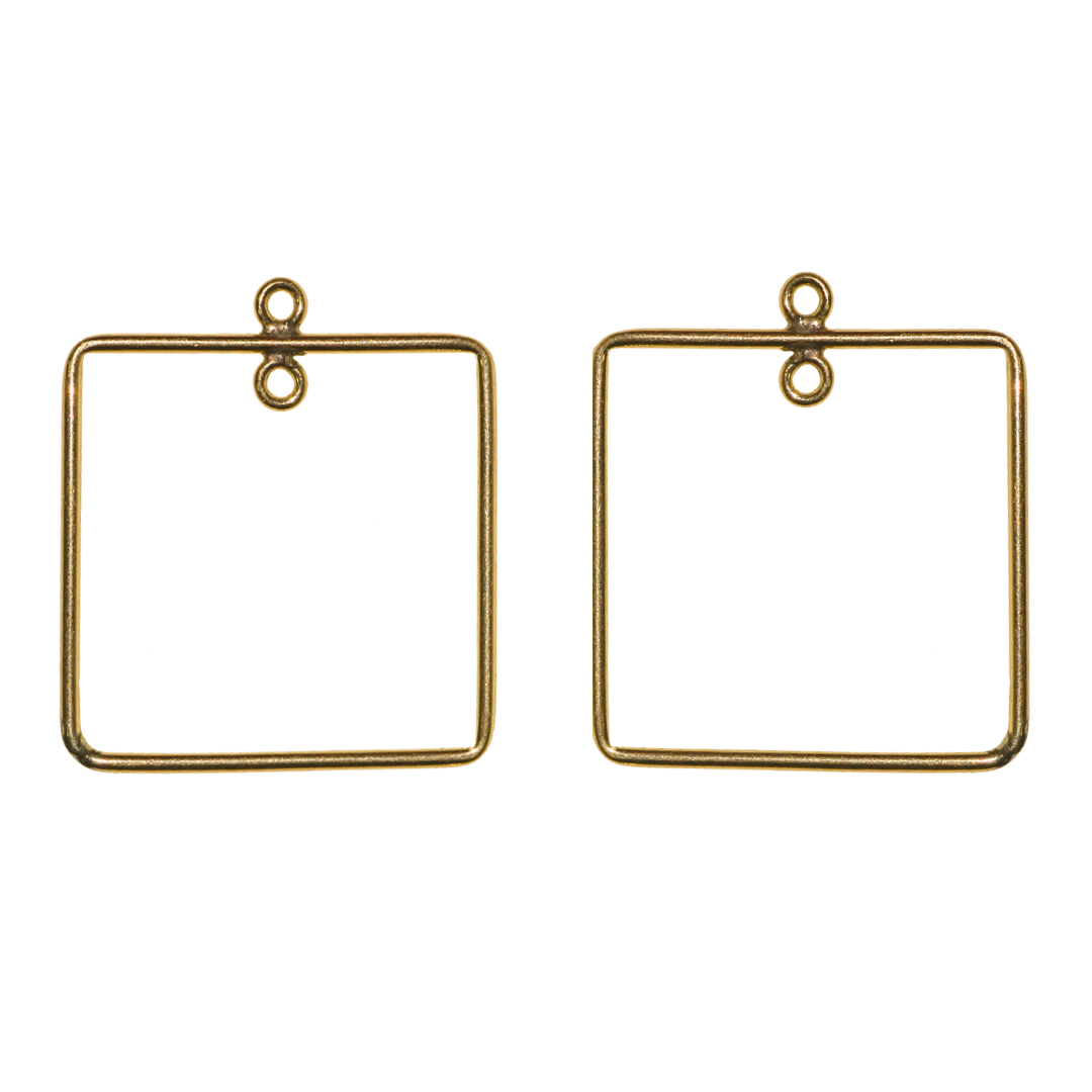 Open Bezel Bead Frame - Square, pair Open Bezel Bead Frame - Square, pair