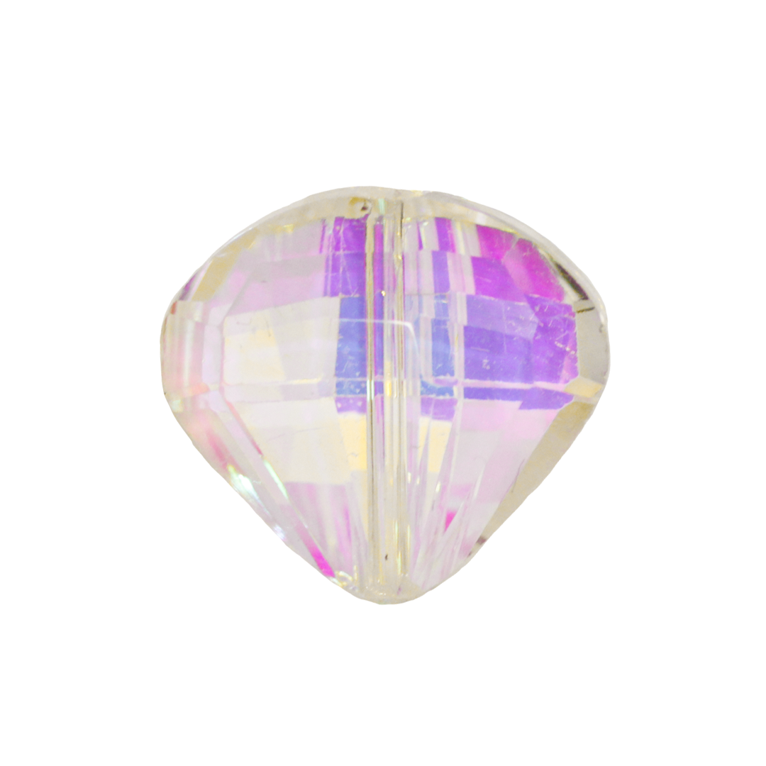 Glass Crystal Beads, Diamond Shape, Iridescent, 14mm x 16mm, Approx 12 pcs per strand