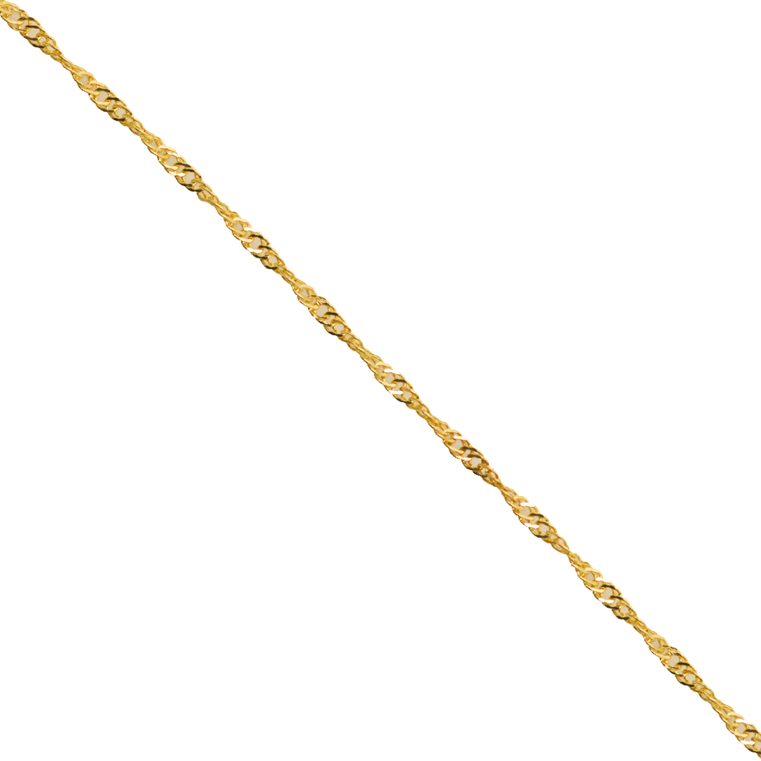 Chains, Twisted Singapore, Gold, Stainless Steel, 1.5mm, Sold per Meter