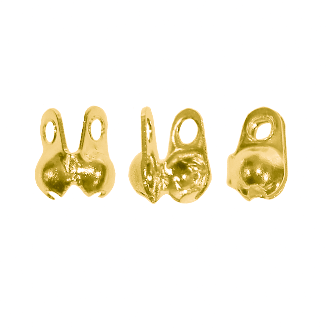 Clamshell Bead Tip, Gold, Alloy, 4.5mm x 2.5mm, Sold Per pkg of Approx 230