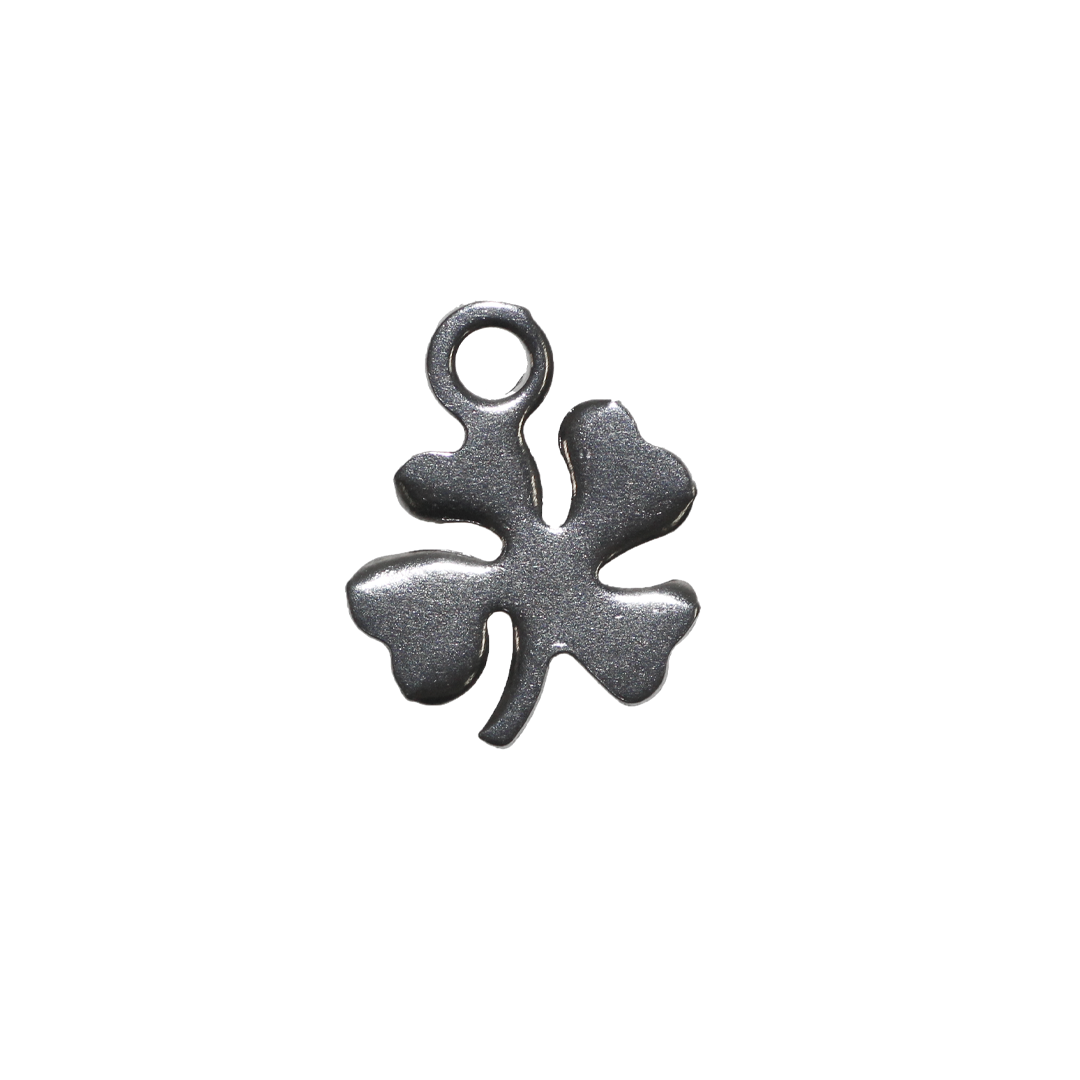 Charm, Four-Leaf Clover, Silver, Stainless Steel, 10.5mm x 8.5mm x 1mm, Sold Per pkg of 16