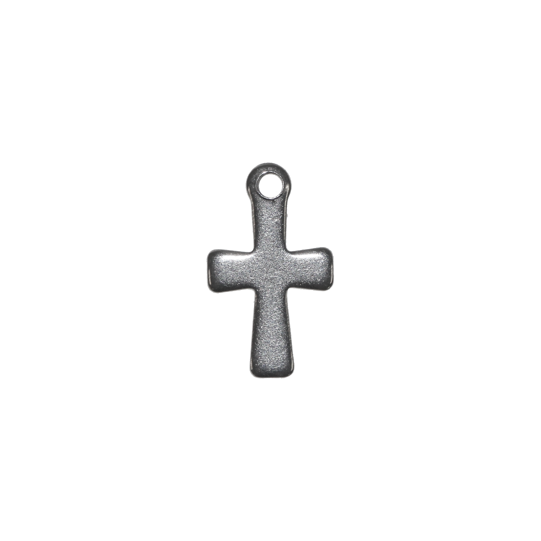 Charms, Cross, Silver, Stainless Steel, 12mm x 7mm x 0.8mm, Sold Per pkg of 20