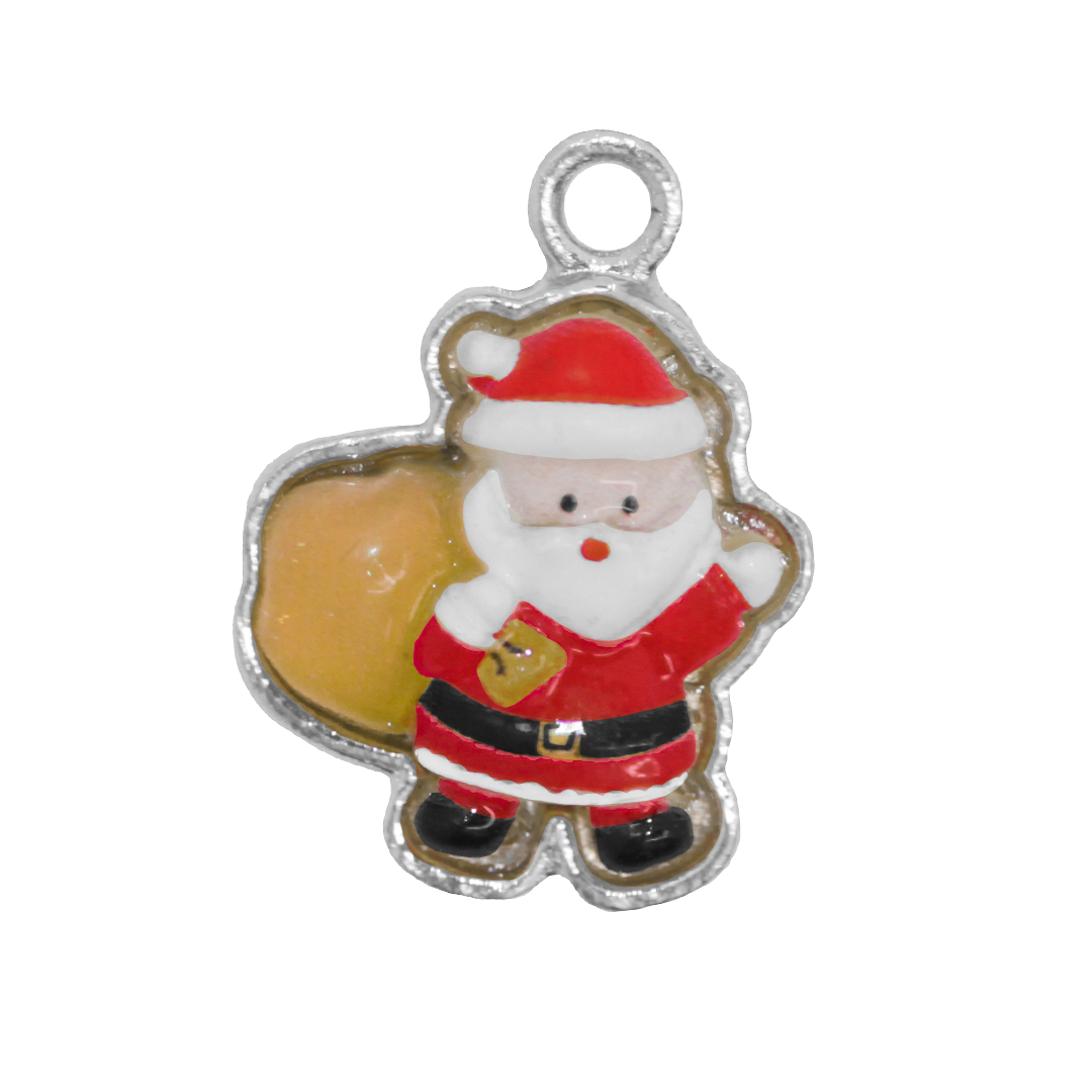 Charms, Santa Claus, Plastic, 19.5mm x 13mm x 4.5mm, Sold Per pkg of 10