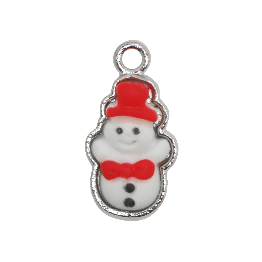 Charms, Snowman, Plastic, 19mm x 10mm x 3mm, Sold Per pkg of 10