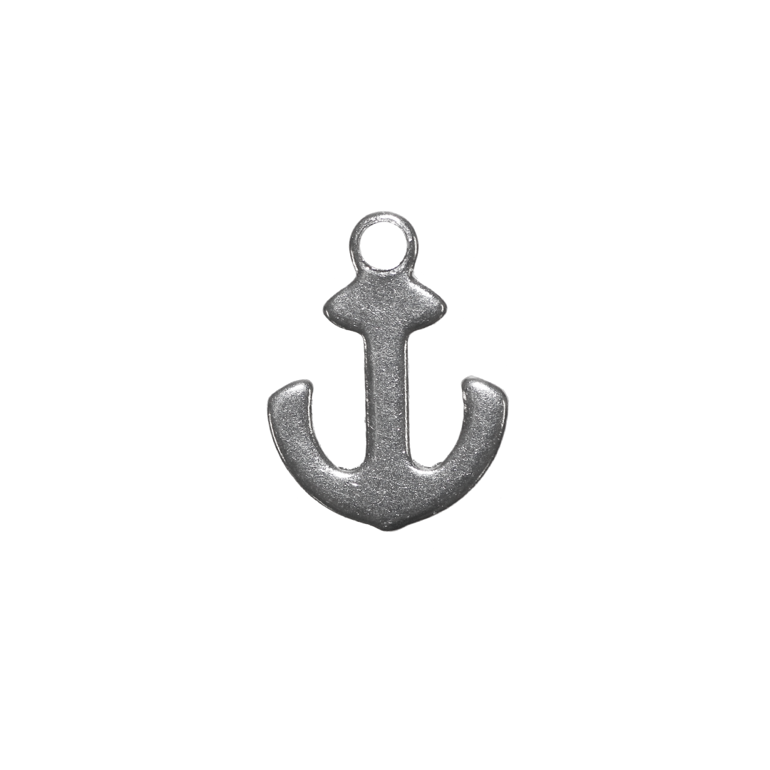 Charms, Anchor, Silver, Stainless Steel, 12mm x 9mm x 0.7mm, Sold Per pkg of 20