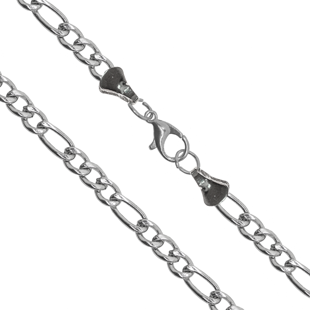 Chains, Figaro Chain, Silver Alloy, 18 inches, Sold Per pkg of 12