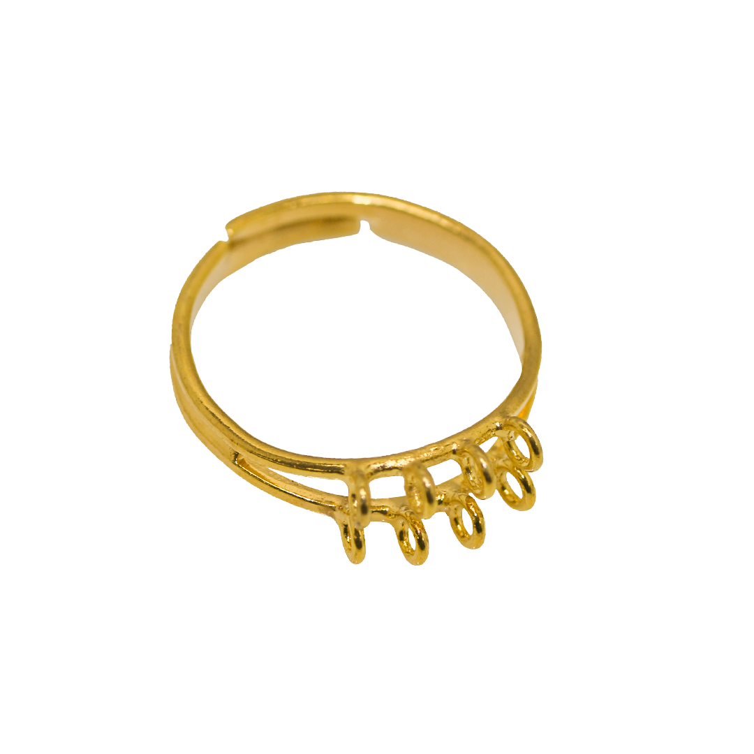 Base, Ring Base with 2 Rows &amp; 8 Loops, Gold, Alloy, 21mm x 18mm x 1.5mm (loop), Sold Per pkg of 1