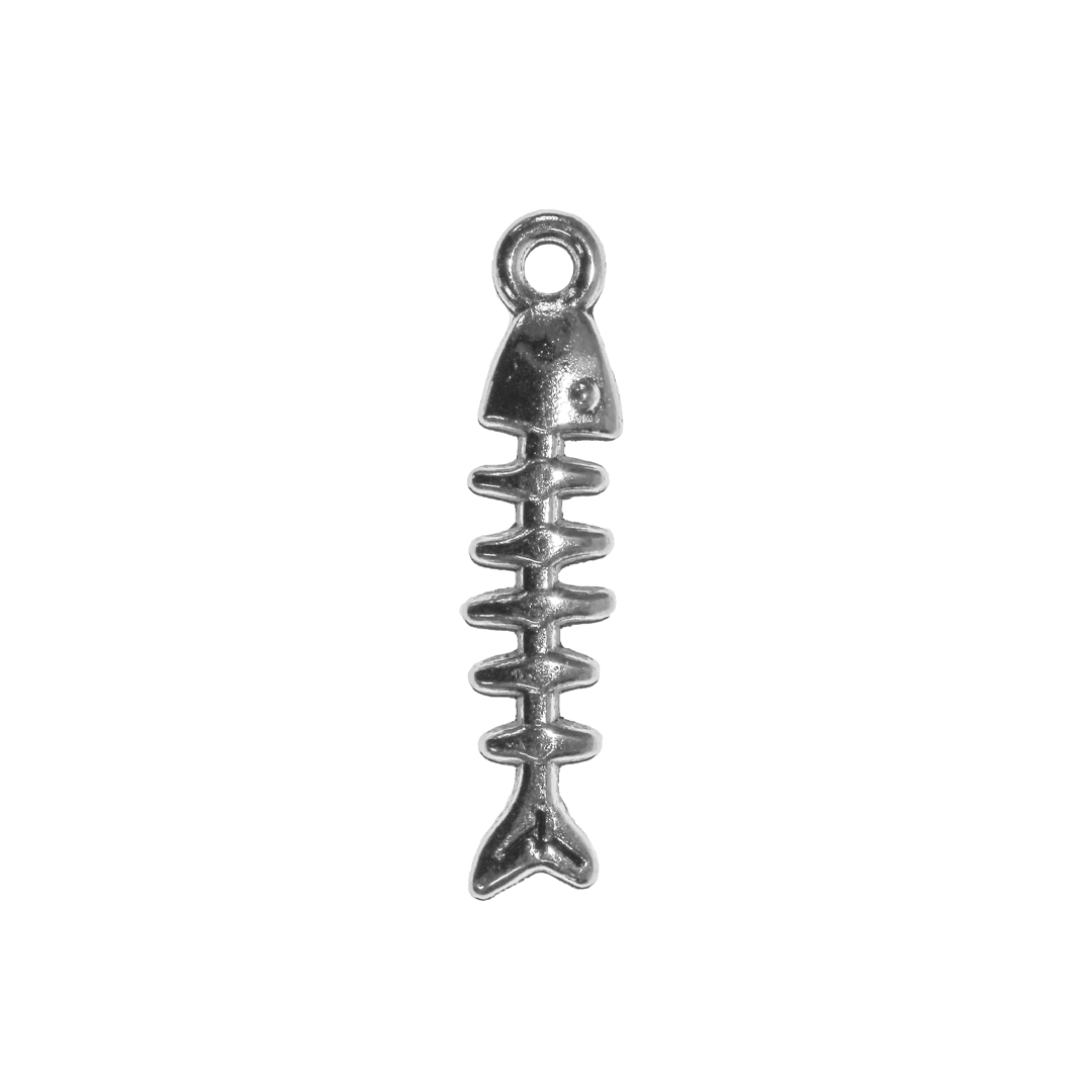 Charms, Fish Bone, Silver, Alloy, 23.5mm x 5mm x 1.5mm, Sold Per pkg of 16
