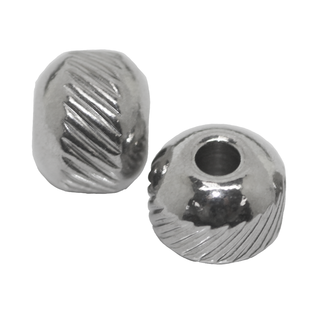 Spacers, Grid Tire Shape , Stainless Steel, Silver, 8mm , Sold Per pkg of 10 PCS