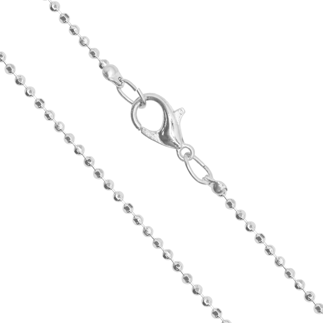 Chains, Diamond Cut Ball Bead, Bright Silver Alloy, 18 inches, Sold Per pkg of 12