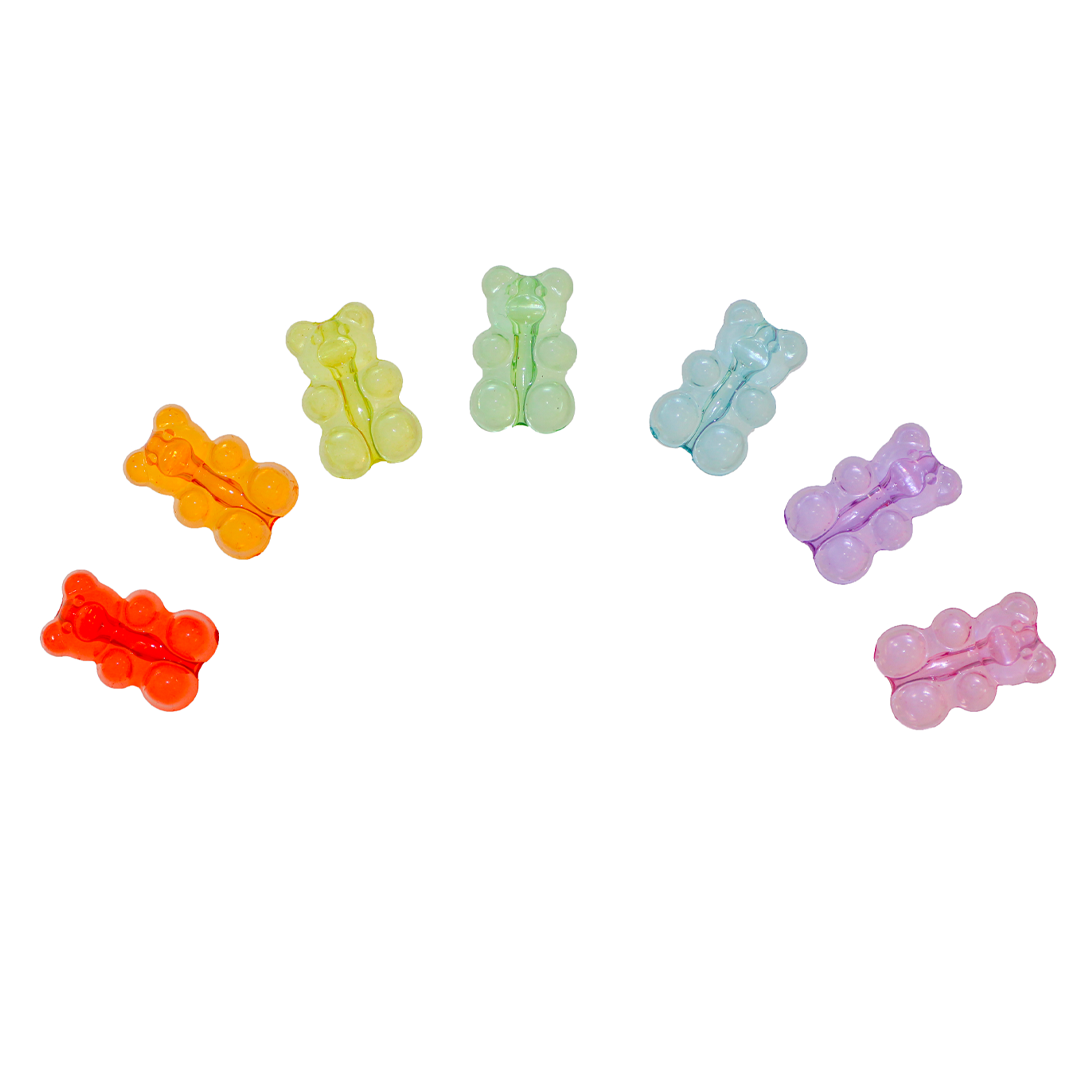 Plastic Beads Bulk Bag, Gummy Bear, 18mm x 11.5mm, Transparent, Mixed Colours, Sold Per pkg of Approx 40