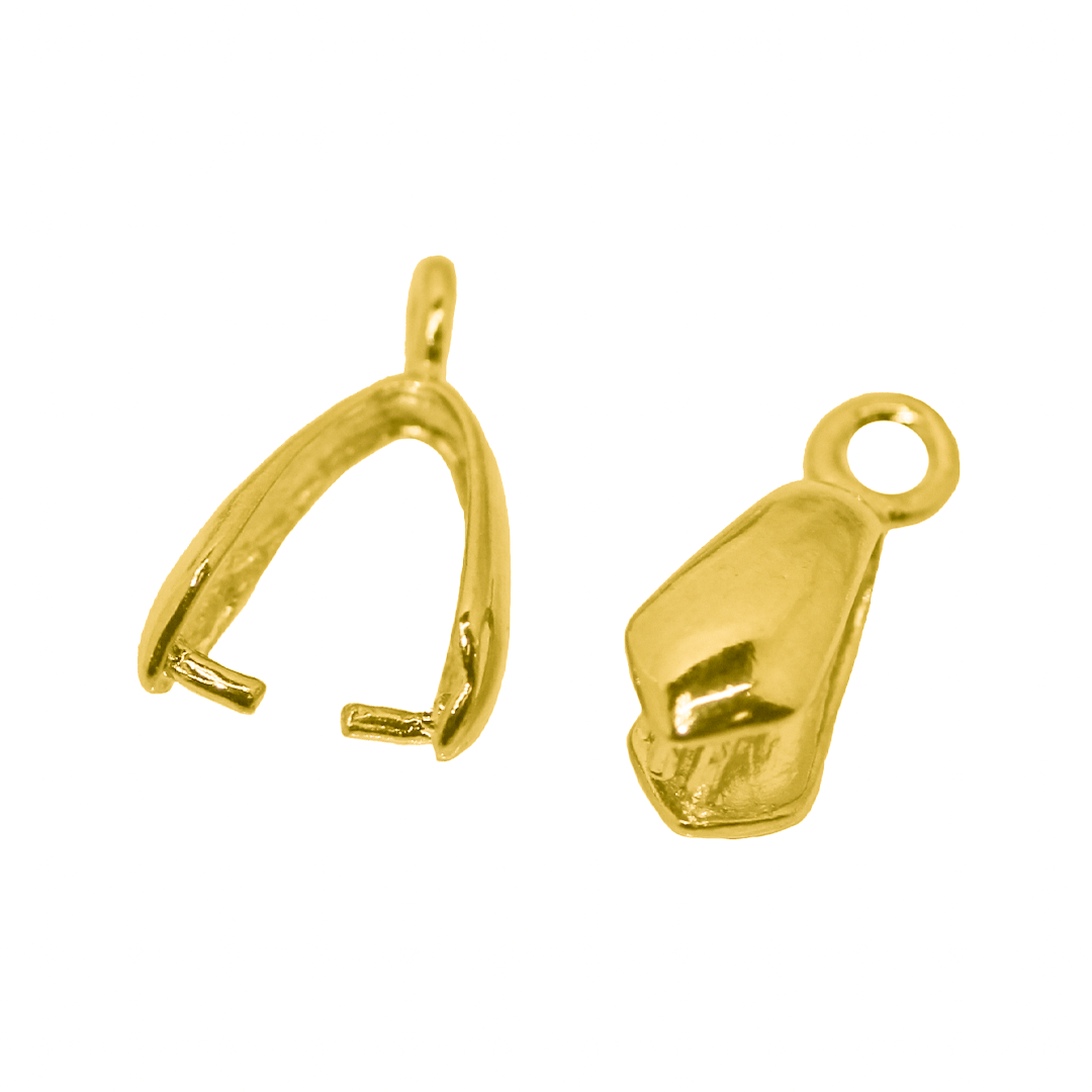 Bails, Pinch Bails, Gold, Alloy, 16mm x 5mm, Sold Per pkg of 8
