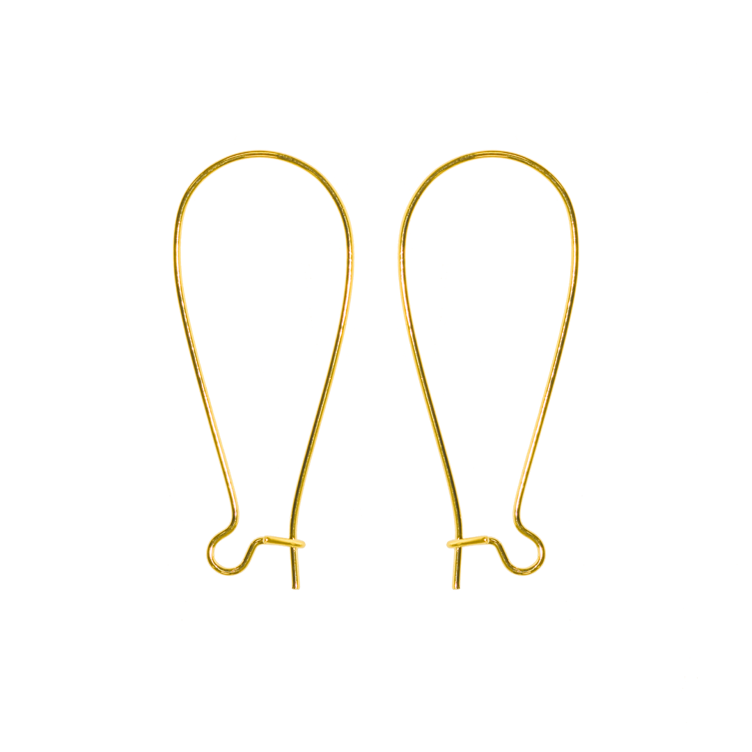 Earrings, Kidney Ear Wire, Gold, Alloy, 38mm x 16mm, Sold Per pkg of 12