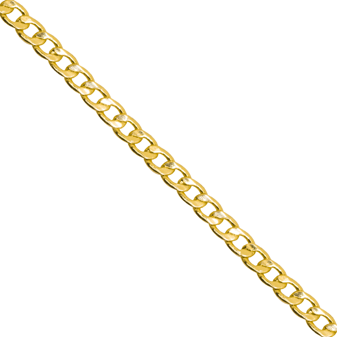 Chains, Curb Chain, Gold Plated, 3mm x 2mm x 0.8mm loop, Sold per yard