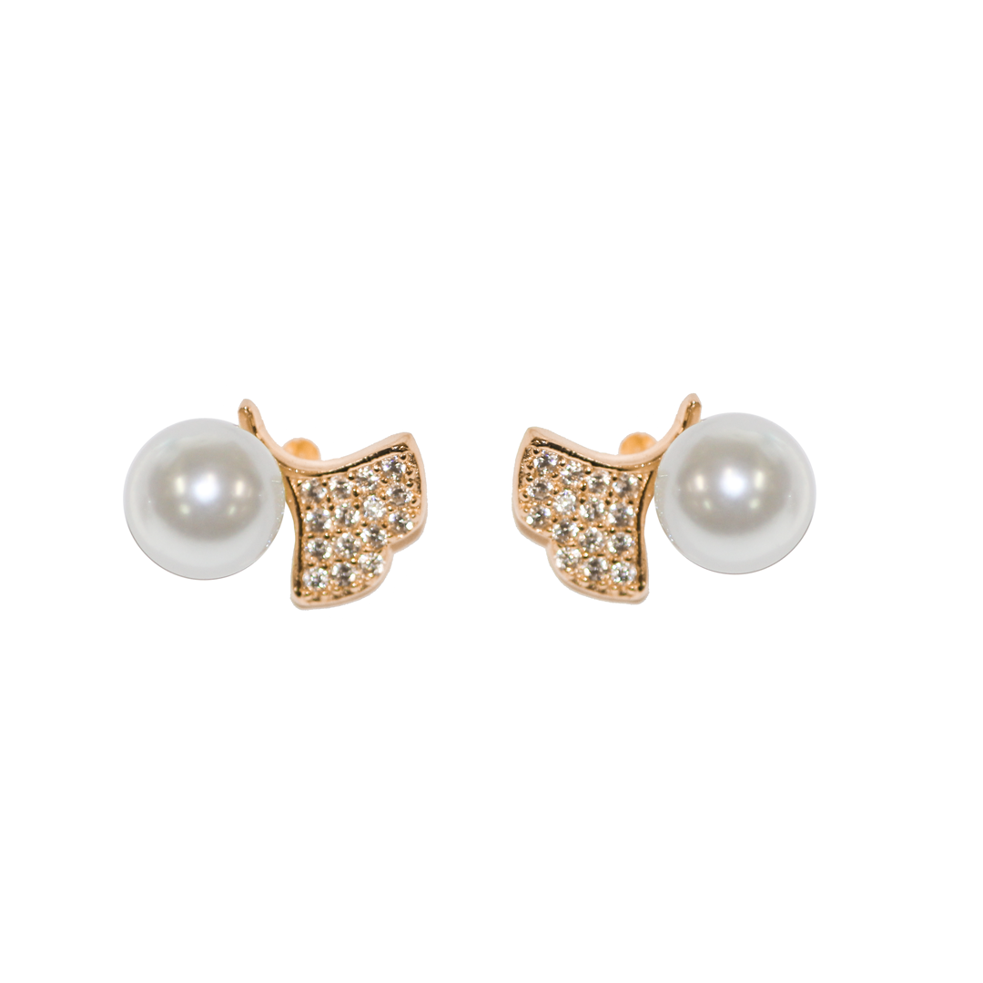 Earrings, Fancy Pearl Stud, 925 Sterling Silver, 6mm, Sold per pkg of 1 pair