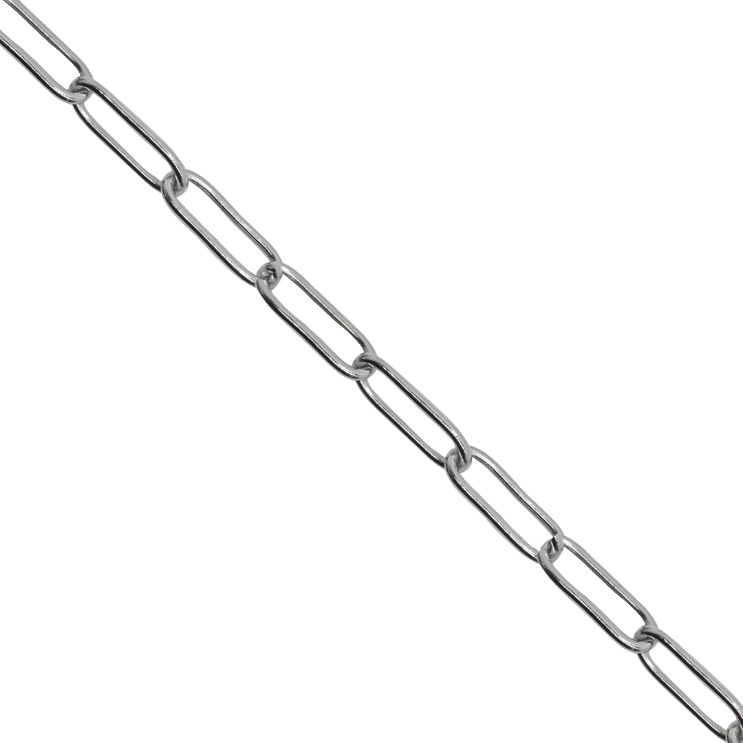 Chains, Paperclip, Silver, Stainless Steel, 10mm x 3mm x 1.5mm, Sold per Meter