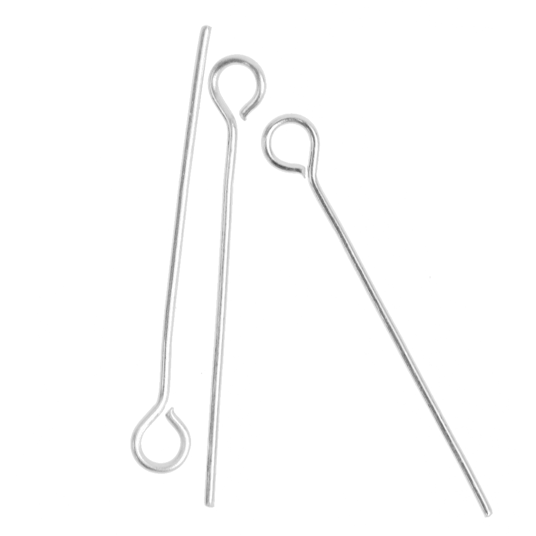 Eye Pins, Bright Silver, Alloy, 0.65 inches, 20 Gauge, Sold Per pkg of Approx 240