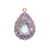 Glass Crystal Pendant, Rhinestone Drop, Gold, Alloy, 24mm x 16mm x 7.5mm, Sold Per pkg of 1, Available in Multiple Colours