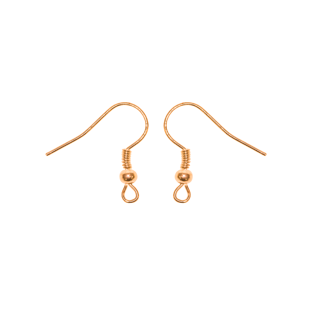 Earrings, Rose Gold, Alloy, Shepherd Hook with Bead & Coil, 19.5mm x 8.5mm, Sold Per pkg of 30 pairs