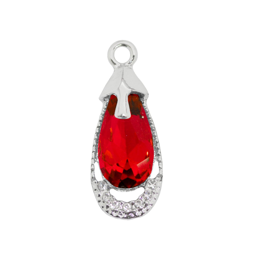 Glass Crystal Pendant, Teardrop, Silver, Alloy, 29.5mm x 12mm x 6.5mm, Sold Per pkg of 5, Available in Multiple Colours