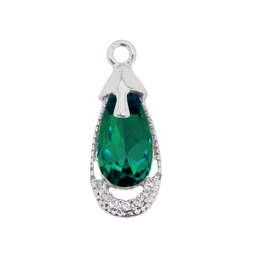 Glass Crystal Pendant, Teardrop, Silver, Alloy, 29.5mm x 12mm x 6.5mm, Sold Per pkg of 5, Available in Multiple Colours