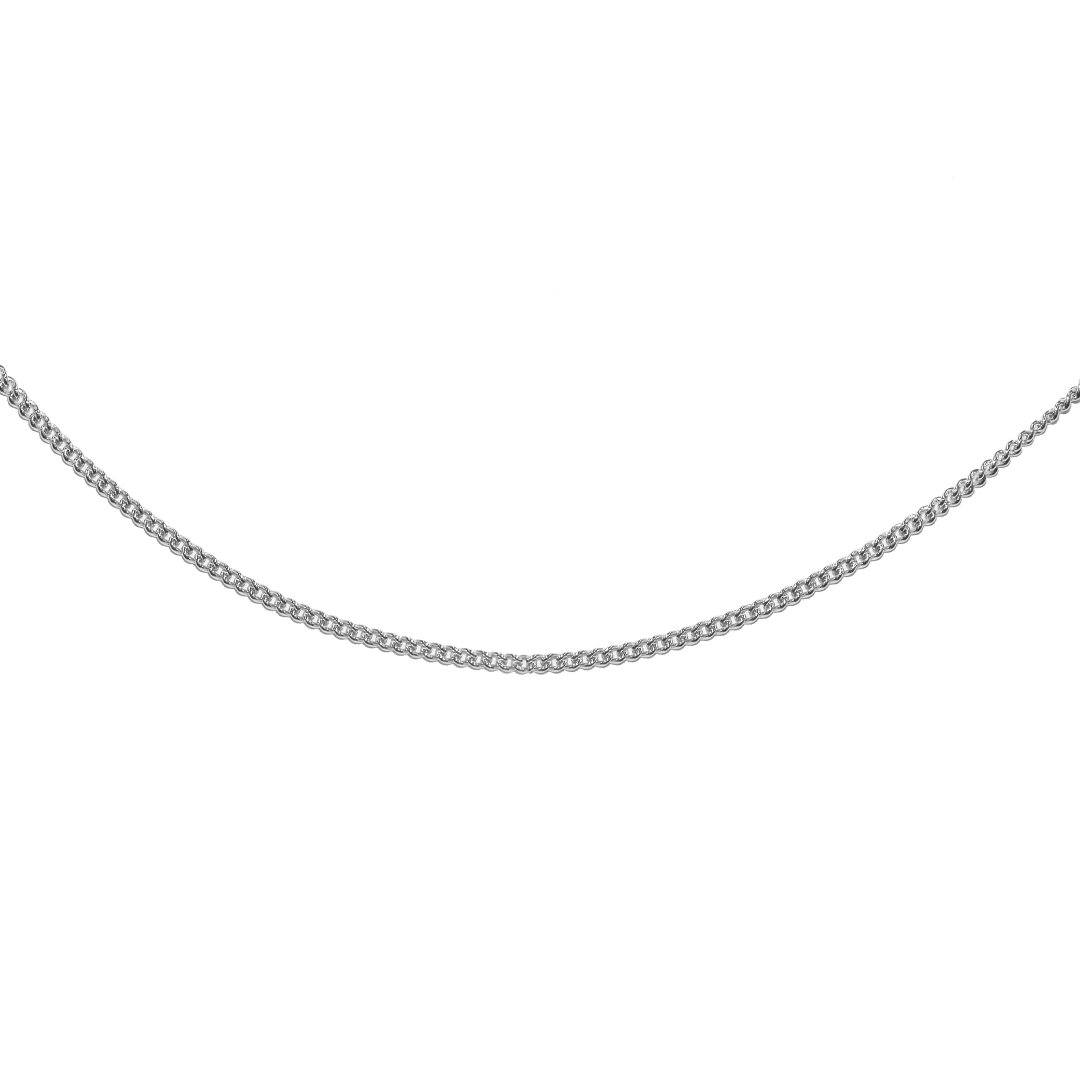 Chain, Curb Chain, 925 Sterling Silver, 18" - 1pc