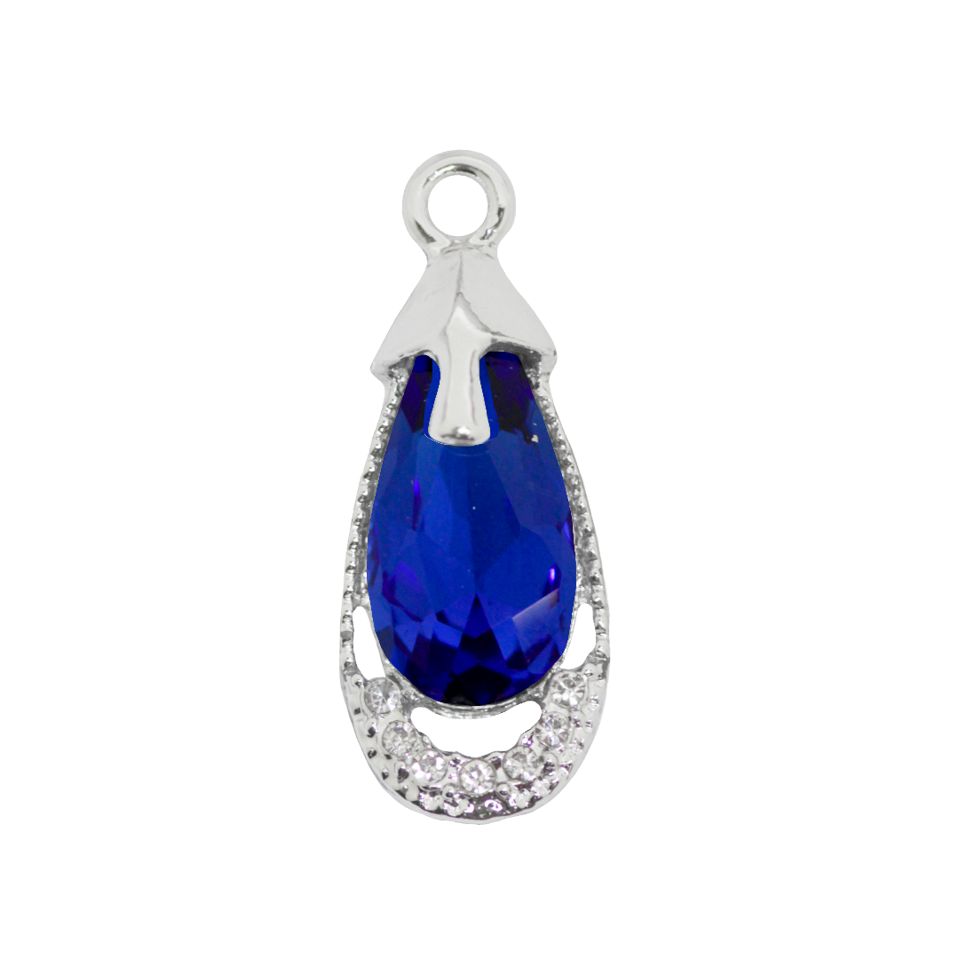 Glass Crystal Pendant, Teardrop, Silver, Alloy, 29.5mm x 12mm x 6.5mm, Sold Per pkg of 5, Available in Multiple Colours