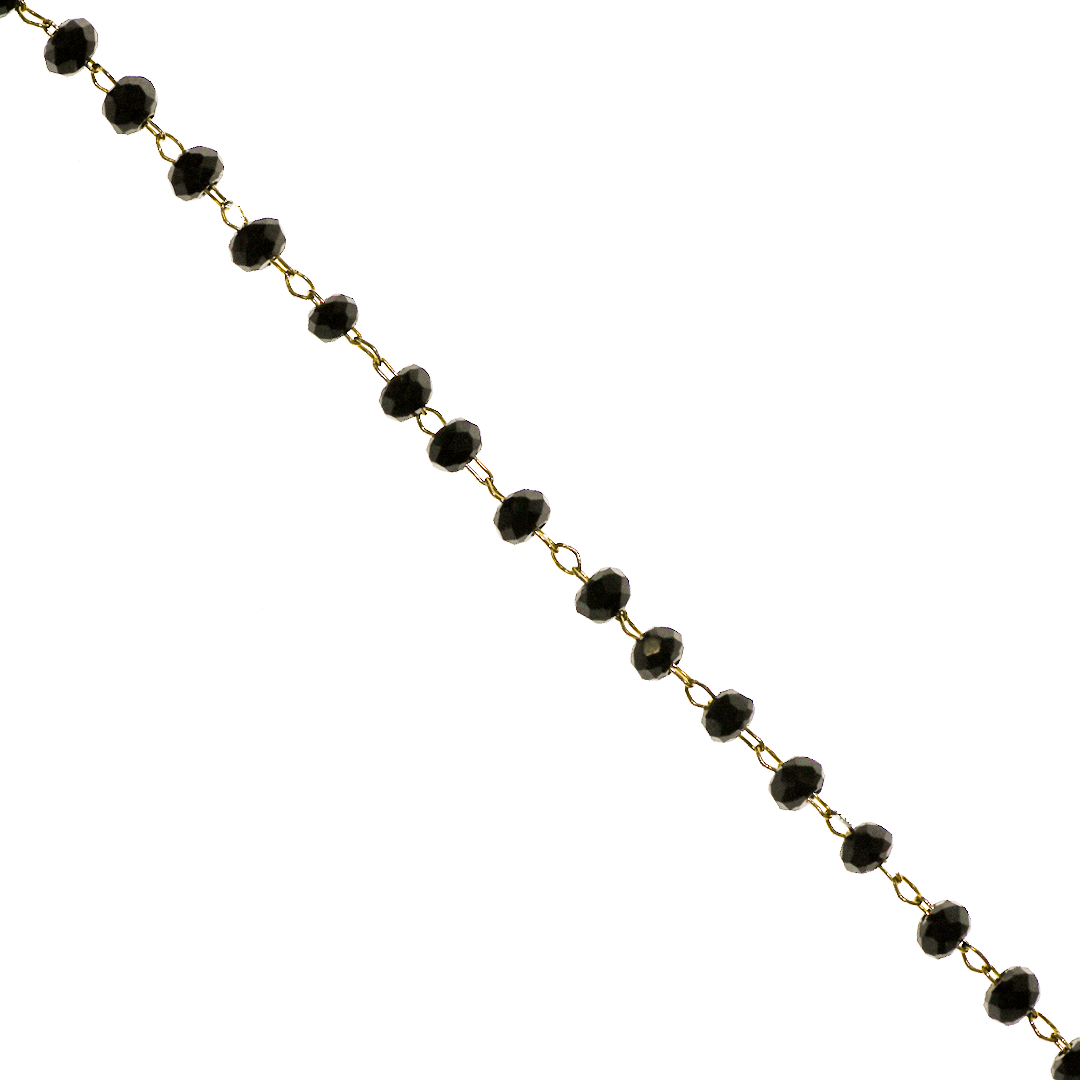Chain, Faceted Black Glass Crystal Bead, 3mm, Available in Multiple Colours