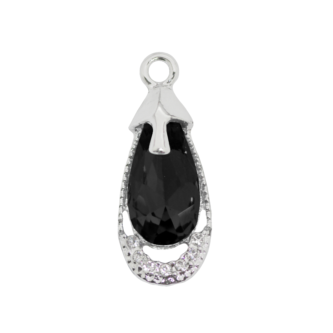 Glass Crystal Pendant, Teardrop, Silver, Alloy, 29.5mm x 12mm x 6.5mm, Sold Per pkg of 5, Available in Multiple Colours