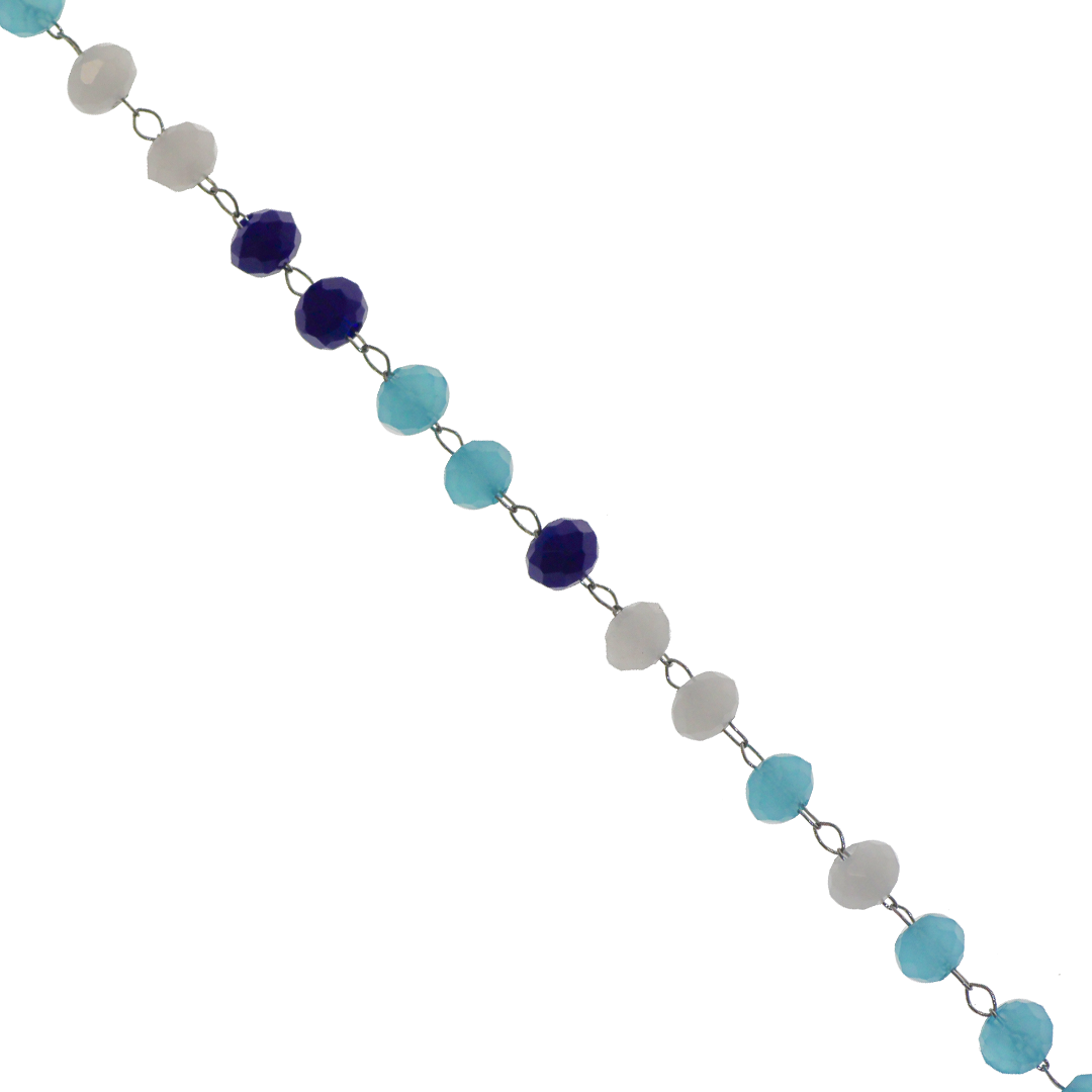 Chain, Faceted Mixed Colour Glass Crystal Bead, 3.5mm