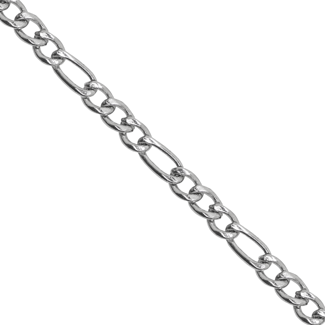 Chains, Figaro, Stainless Steel, 6mm x 3mm x 1.5mm, Sold per Meter