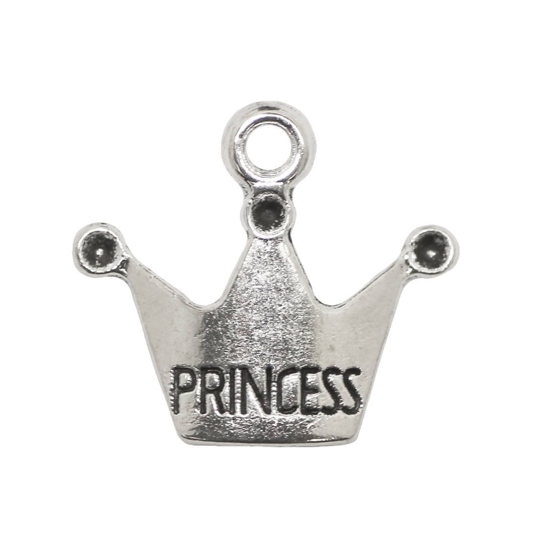Charms, Princess Crown, Silver, Alloy, 16mm x 18mm, Sold Per pkg of 14
