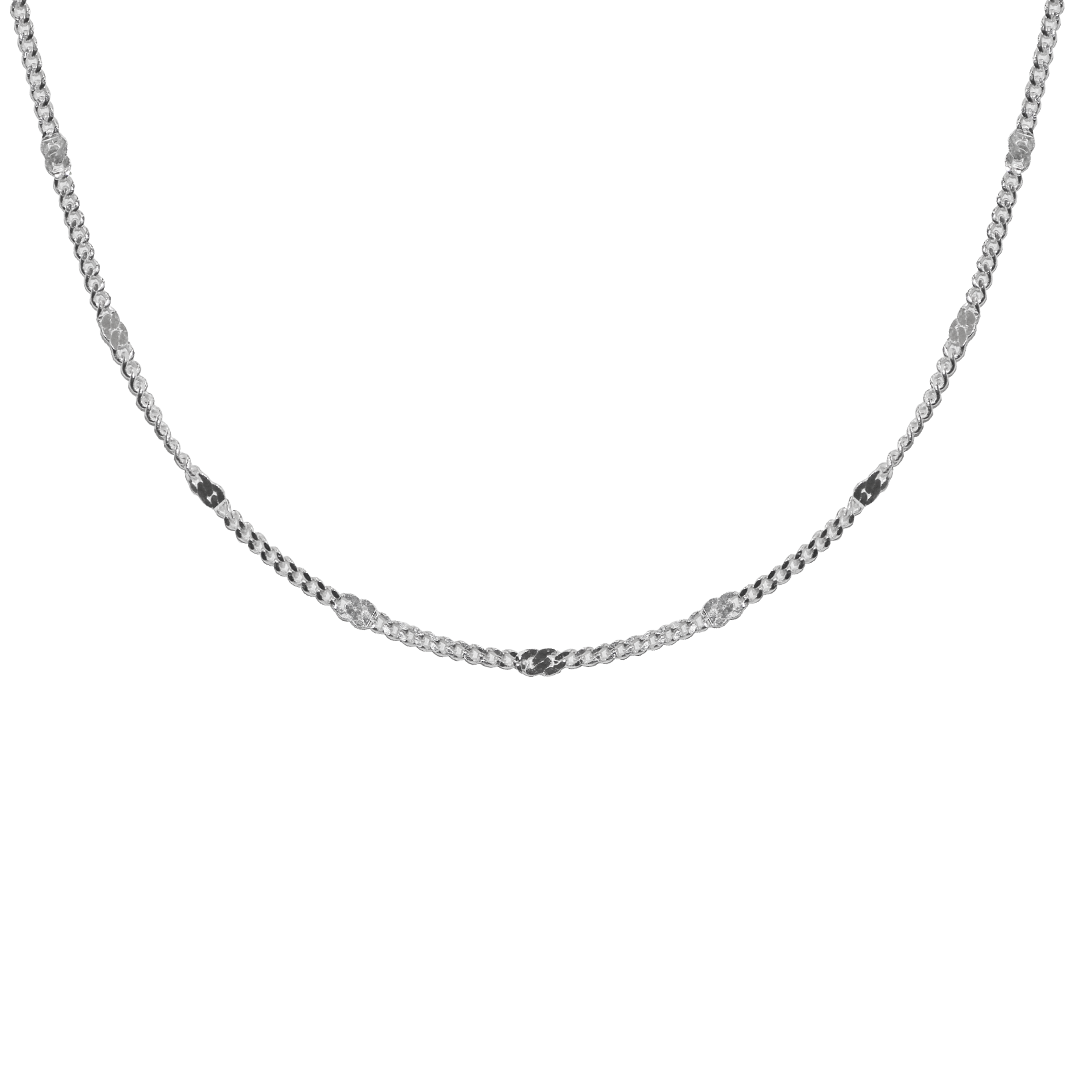 Chain, Curb Chain, 925 Sterling Silver, 15.5" + 2" extension - 1pc