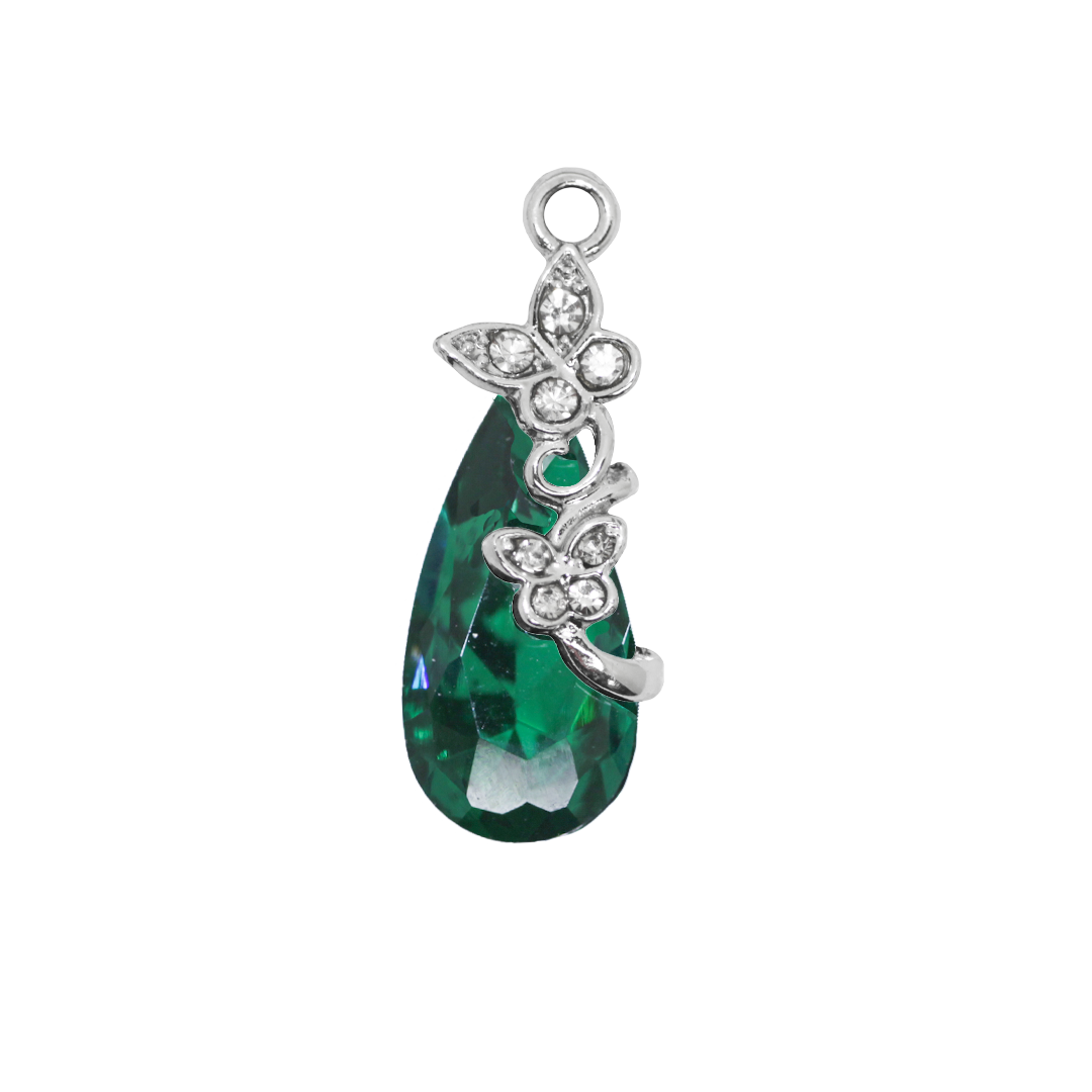 Glass Crystal Teardrop Pendant, Silver, Alloy, 28mm x 10mm x 6.5mm, Sold Per pkg of 5, Available in Multiple Colours