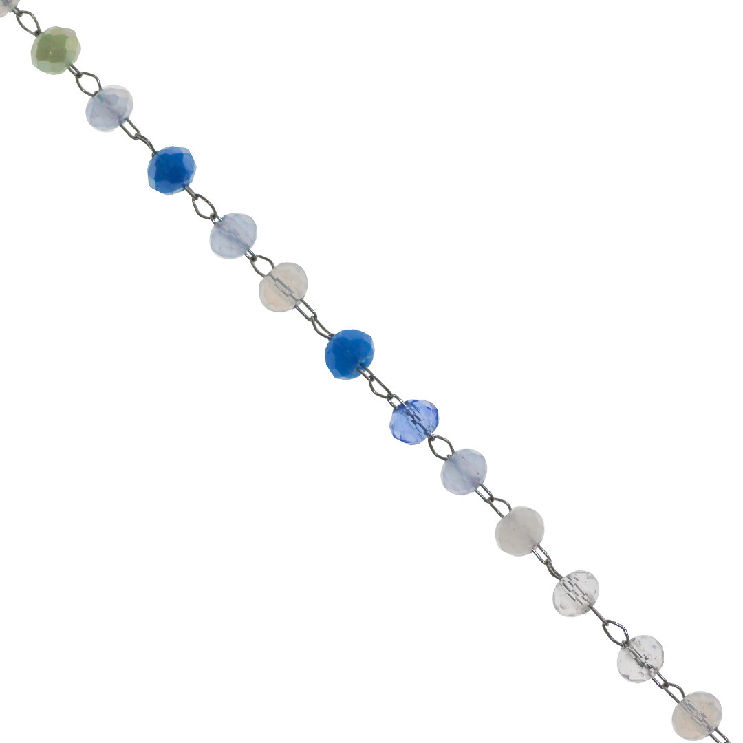 Chain, Faceted Mixed Colour Glass Crystal Bead, 3.5mm