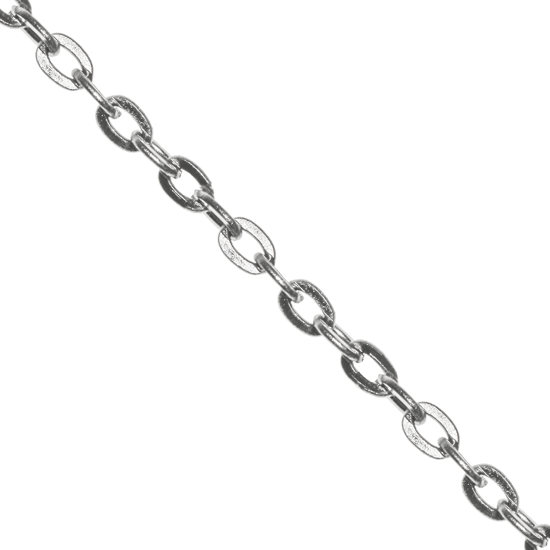 Chains, Stainless Steel, Flat Cable, 4mm x 3.5mm x 1.5mm per loop - Sold per Meter