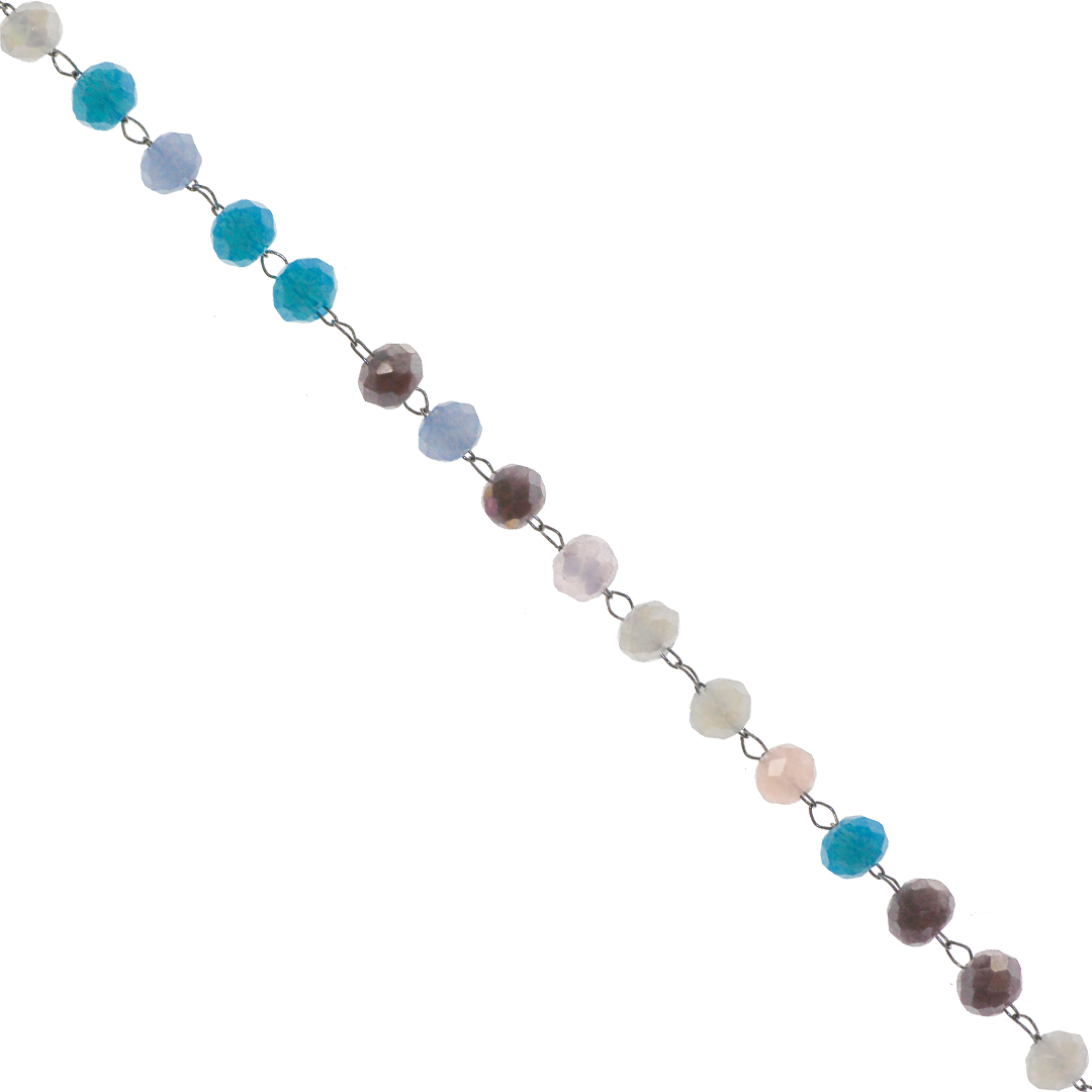 Chain, Faceted Mixed Colour Glass Crystal Bead, 3.5mm