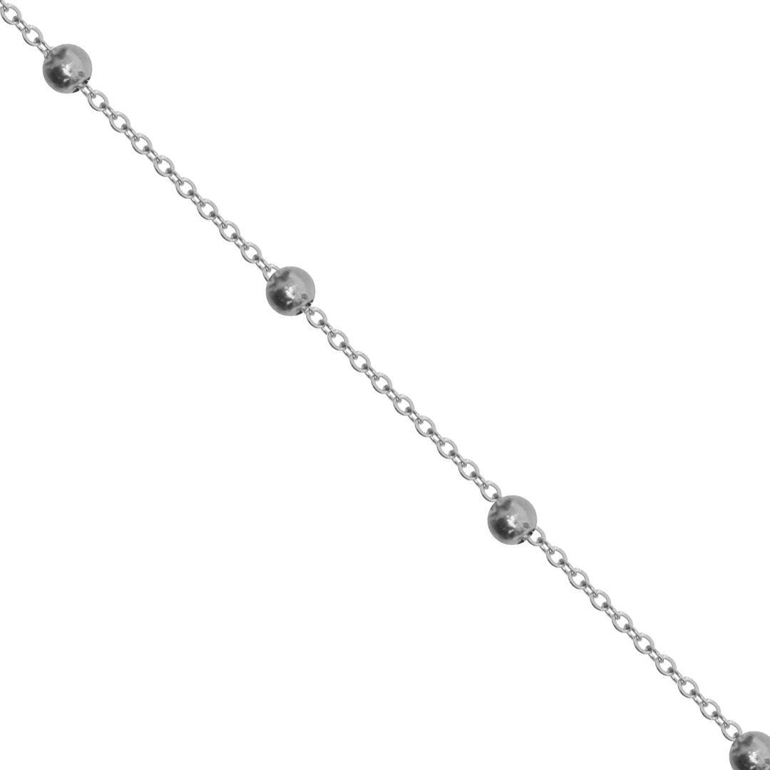 Chains, Stainless Steel, Beaded Cable, 3mm Ball, 2mm x 1.5mm x 0.8mm per loop, Sold per Meter, Available in Multiple Colours
