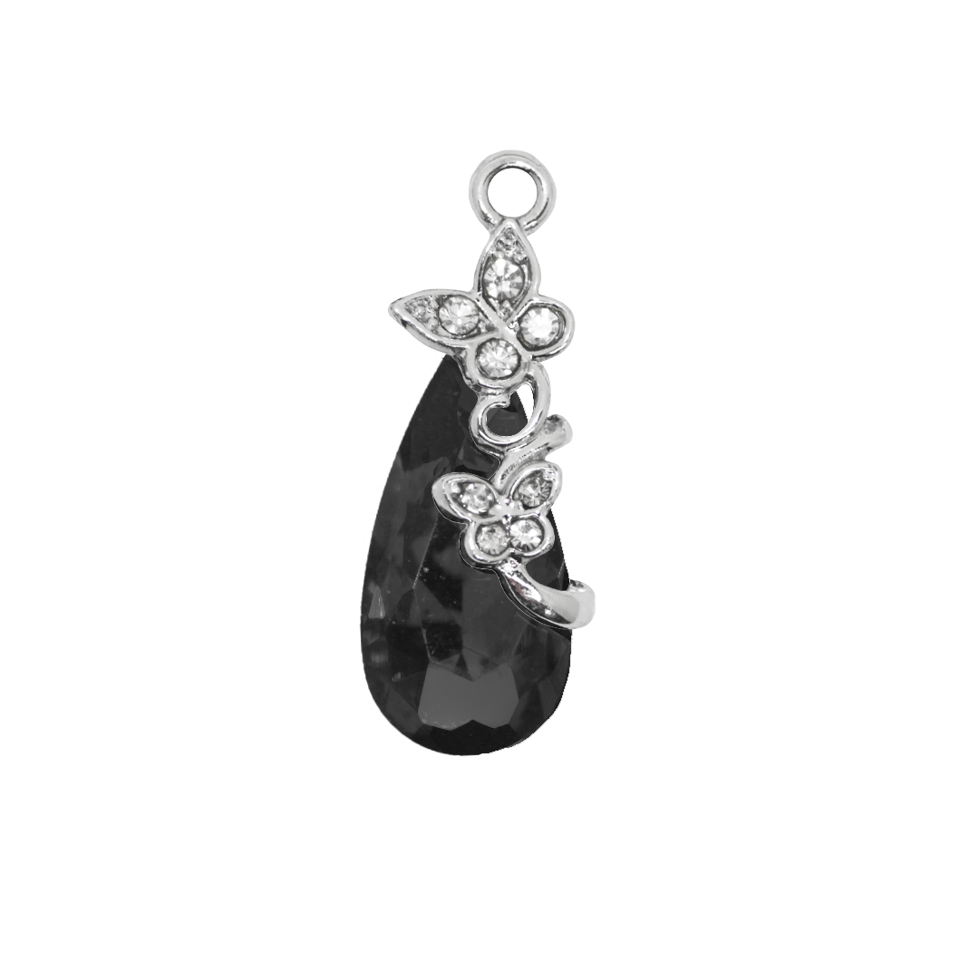 Glass Crystal Teardrop Pendant, Silver, Alloy, 28mm x 10mm x 6.5mm, Sold Per pkg of 5, Available in Multiple Colours