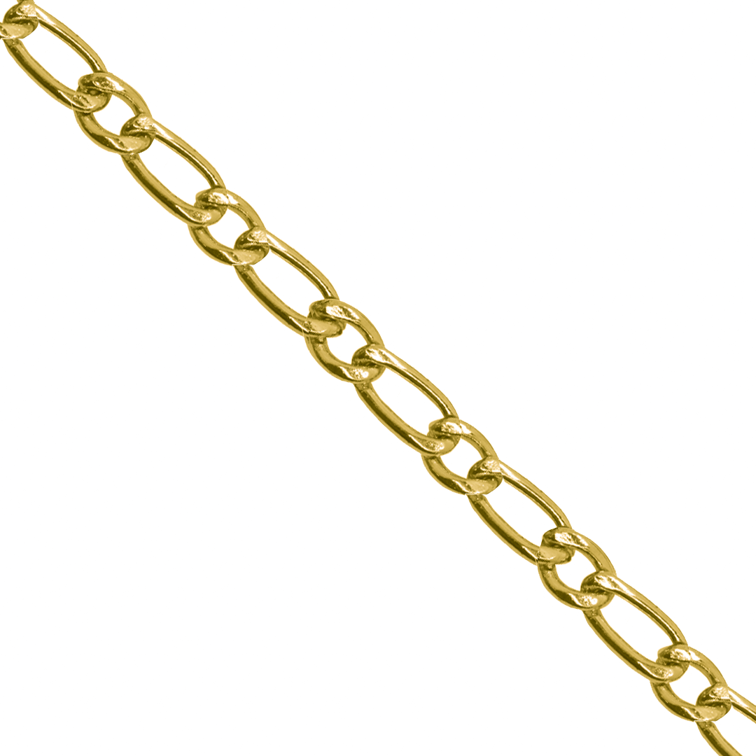 Chains, Figaro Chain, Stainless Steel, Gold, 9.5mm x 3.5mm x 1.5mm per loop - Sold per Meter