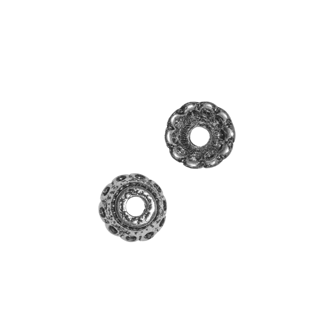 Bead Cap, Flower, Alloy, Silver, 6mm x 10mm, Sold Per pkg of 8