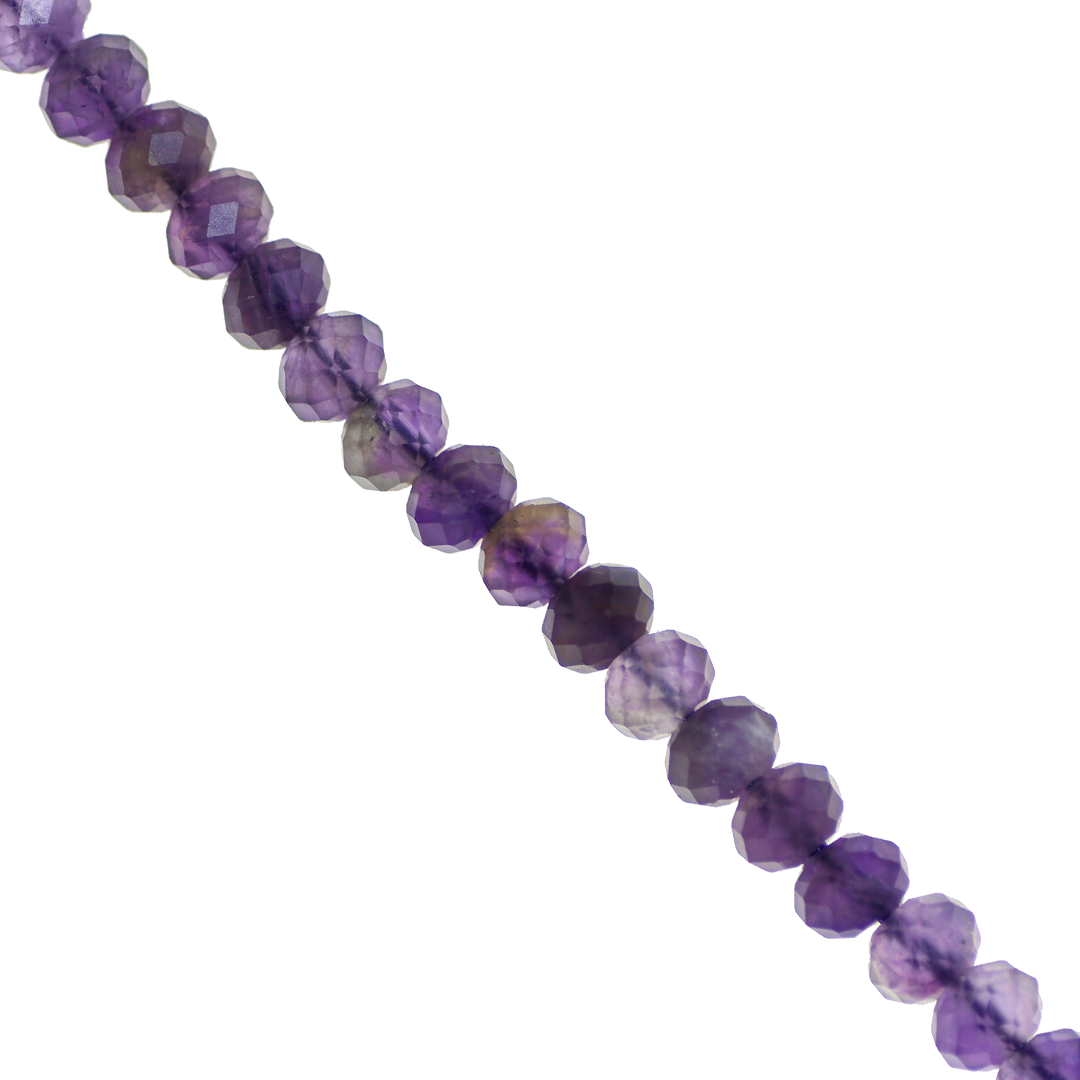 Rondelle Amethyst (A), Semi-Precious Stone, Faceted, 6mm x 4mm, Approx 85 pcs per strand