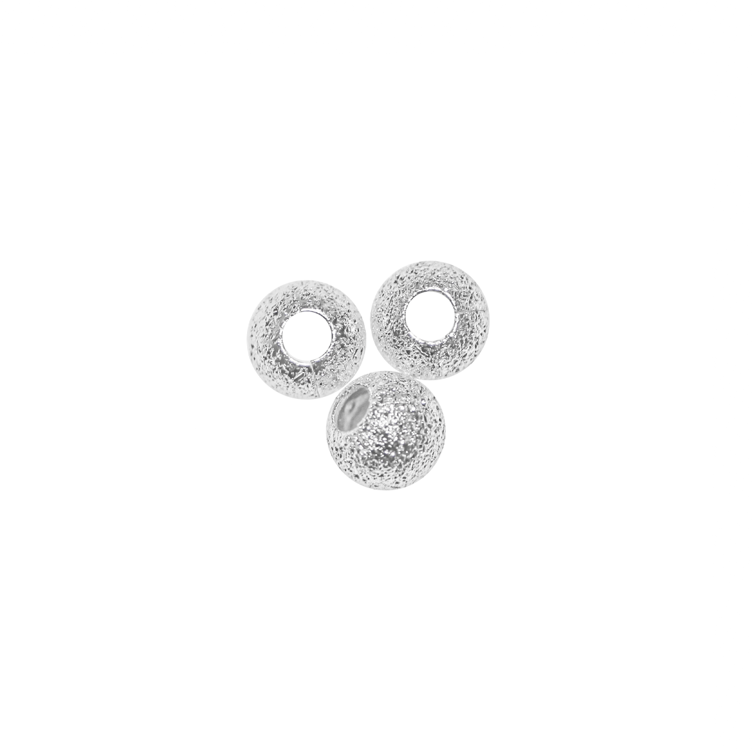 Spacers, Round Stardust Spacer, Alloy, Bright Silver, 4mm x 4mm, Sold Per pkg of 30