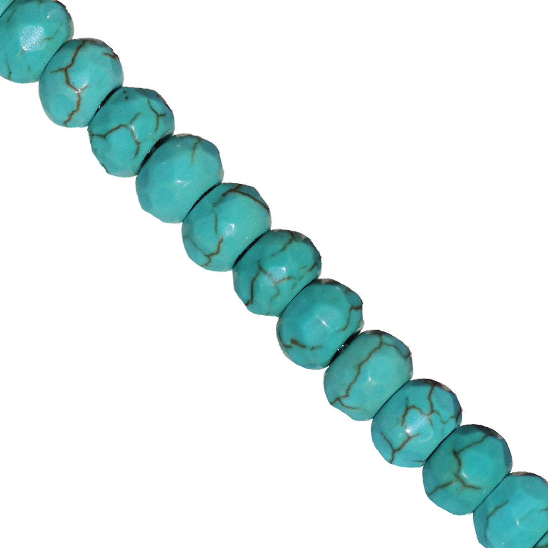 Blue Magnesite, Rondelle, Faceted, Semi-Precious Stone, 6mm x 4mm, 80 pcs per strand