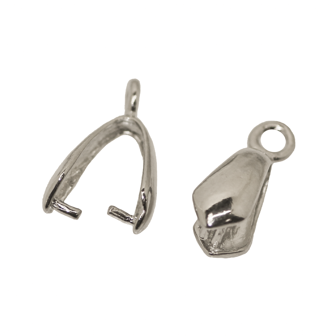 Bails, Pinch, Silver, Alloy, 14mm x 7mm, Sold Per pkg of 8