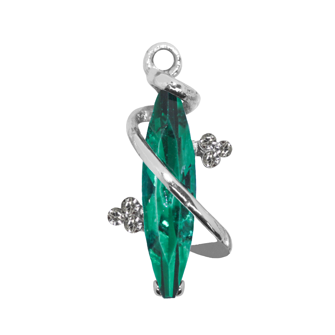 Glass Crystal Marquise Pendant, Silver, Alloy, 29mm x 13mm x 9mm, Sold Per pkg of 5, Available in Multiple Colours
