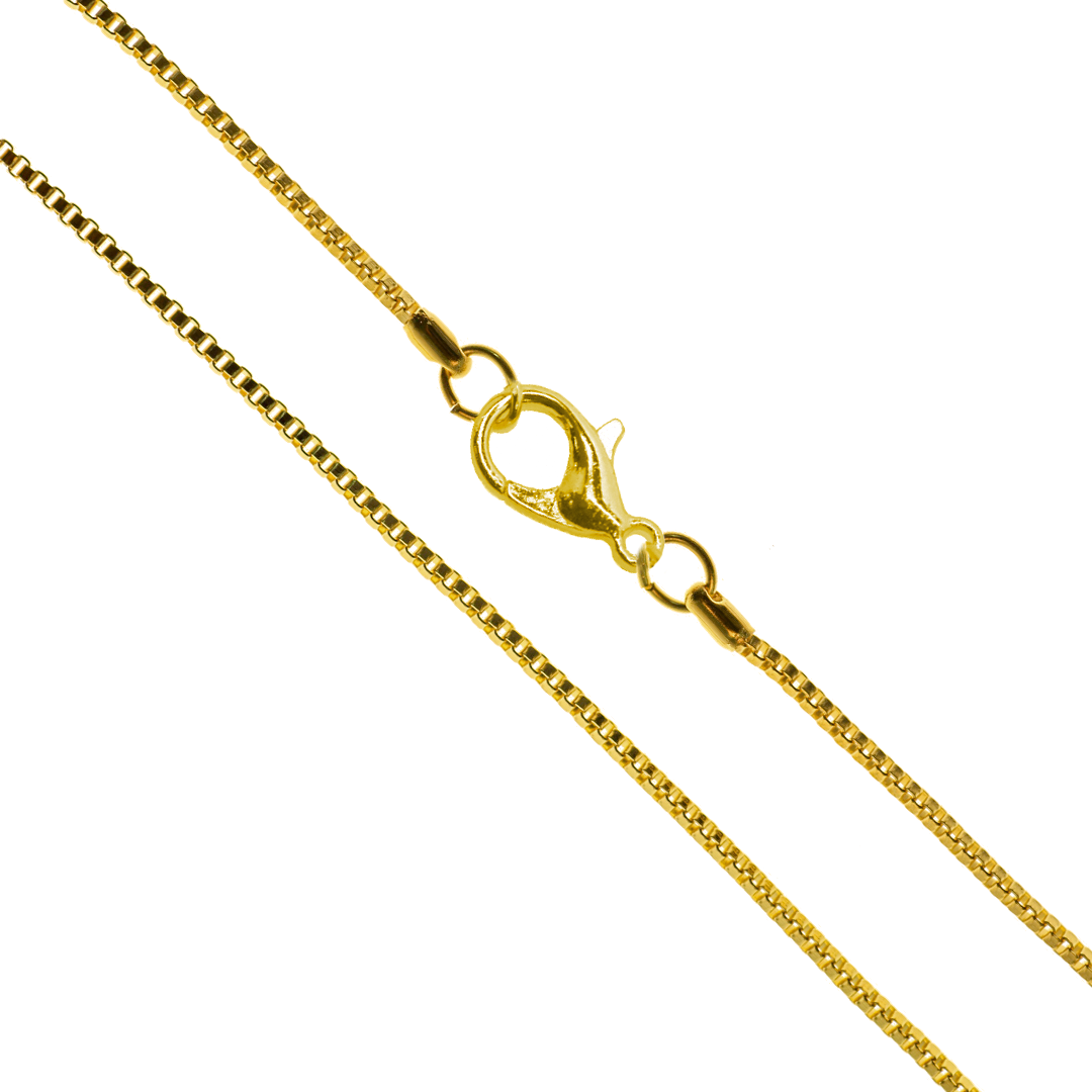 Chains, Box Chain, Stainless Steel, Gold or Silver, 18 inches x 1.3mm, Sold per Pkg of 1