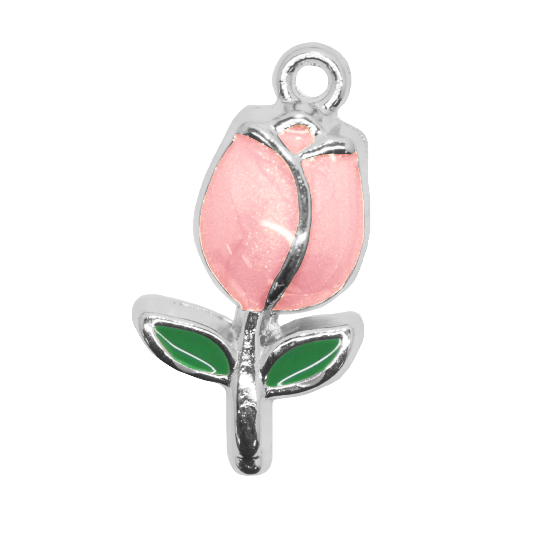 Charm, Tulip, Enameled, Alloy, 22mm x 11.5mm x 3mm, Sold Per pkg of 10, Available in Multiple Colours