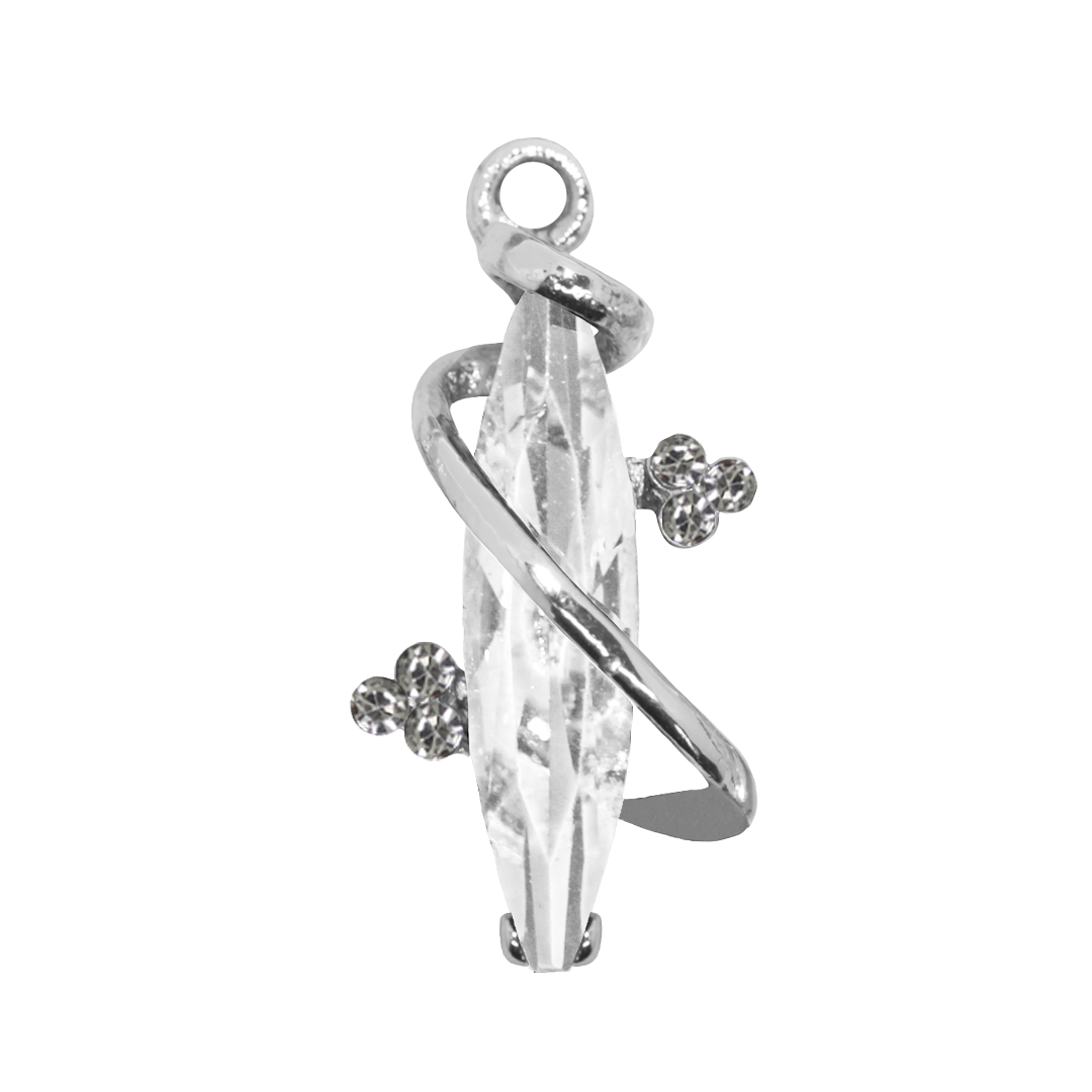 Glass Crystal Marquise Pendant, Silver, Alloy, 29mm x 13mm x 9mm, Sold Per pkg of 5, Available in Multiple Colours