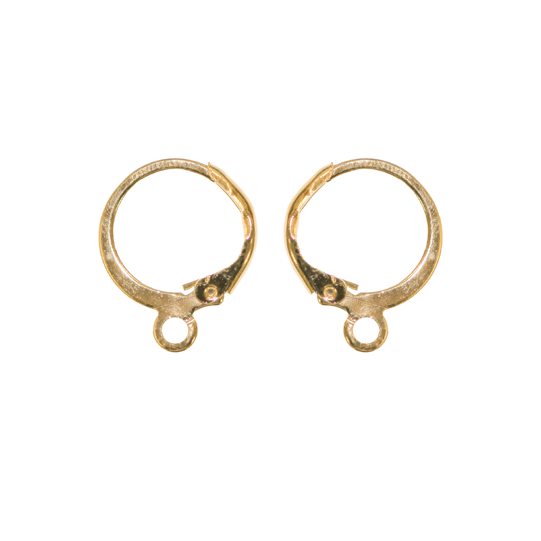 Earrings, Leverback, Round, Gold, Alloy, 16mm x 13mm, Sold Per pkg of 10